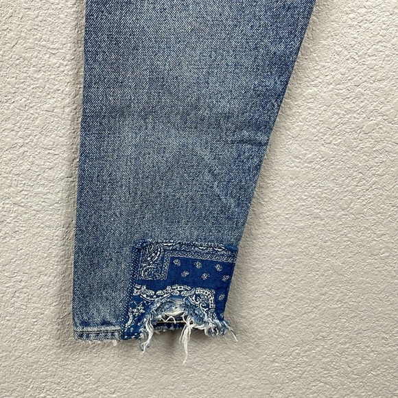 New Moussy Vintage Monroe Tapered Jean Japanese Denim Patchwork Sz 24 - Picture 8 of 14